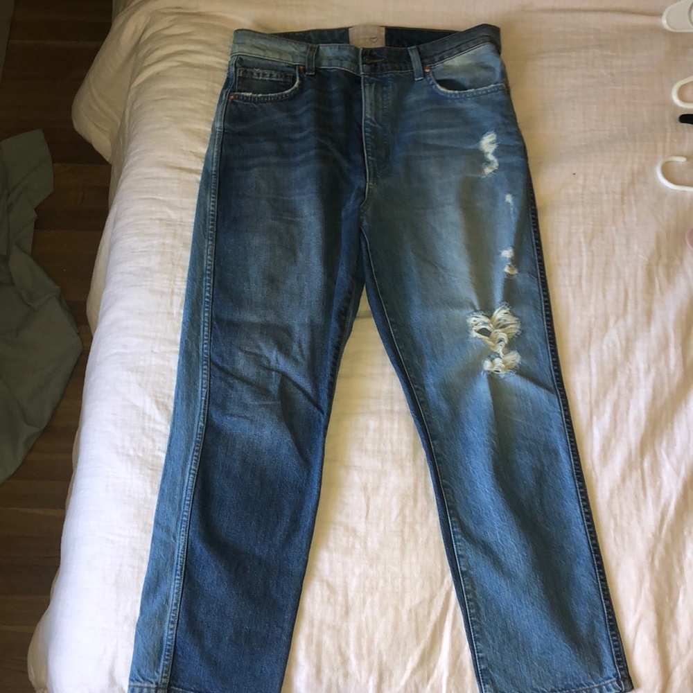 Super cute multi colored denim jeans.